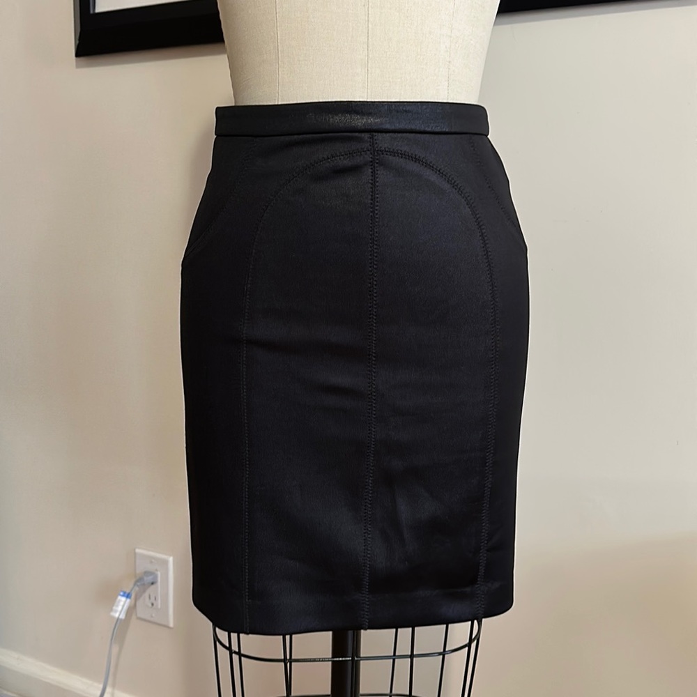 T by Alexander Wang Black Knit Skirt with Decorative Stitching